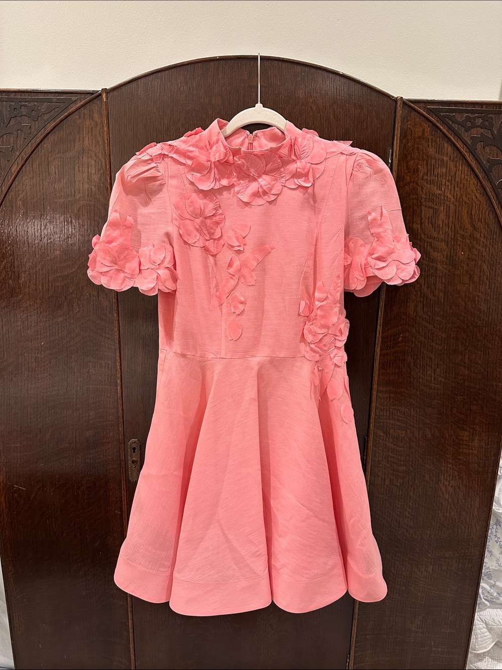 ANTONIO MELANI Pink Floral Appliqué Mini Dress